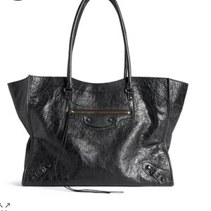 Balenciaga Black Distressed Leather Tote